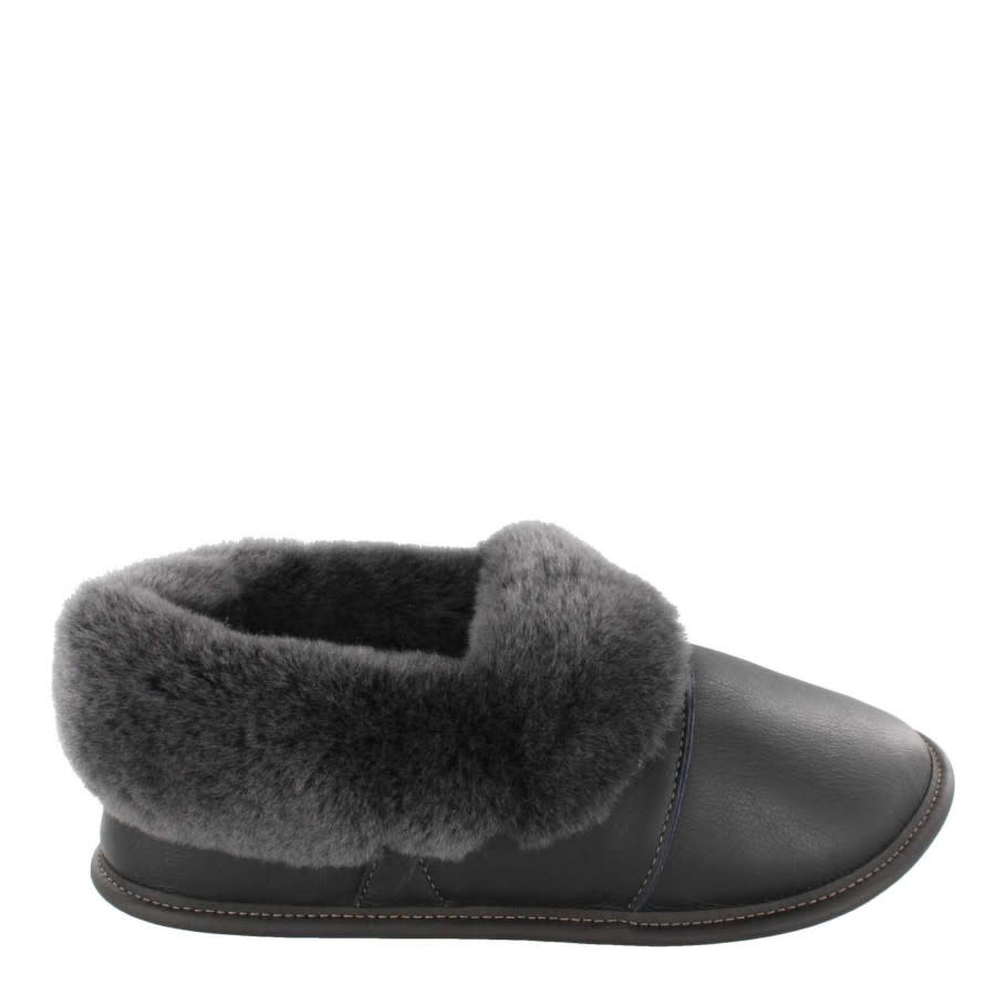 Pantoufle Garneau homme paresseuse cuir noir