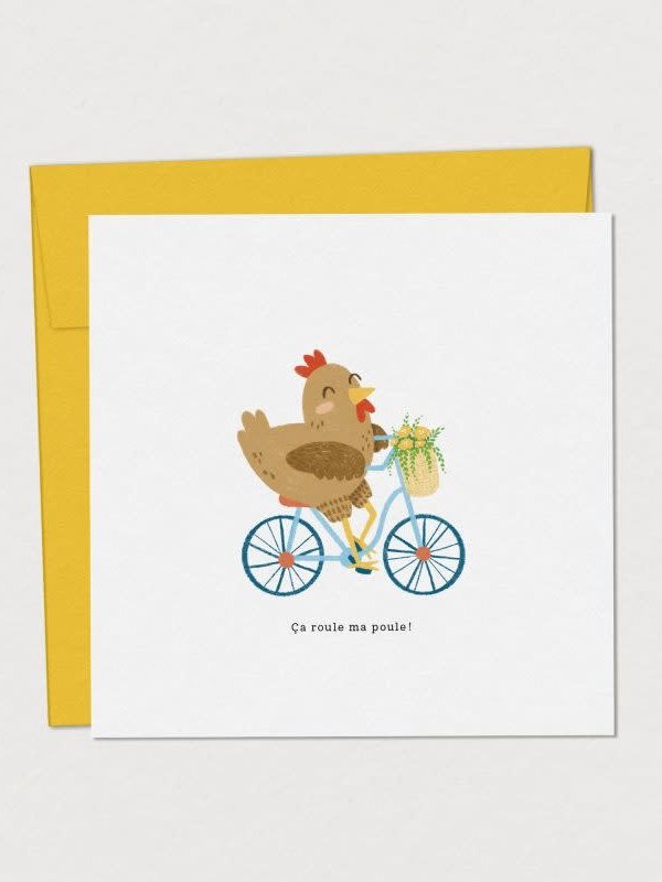 Mimosa Design Carte de Souhaits Poulette à Bicyclette