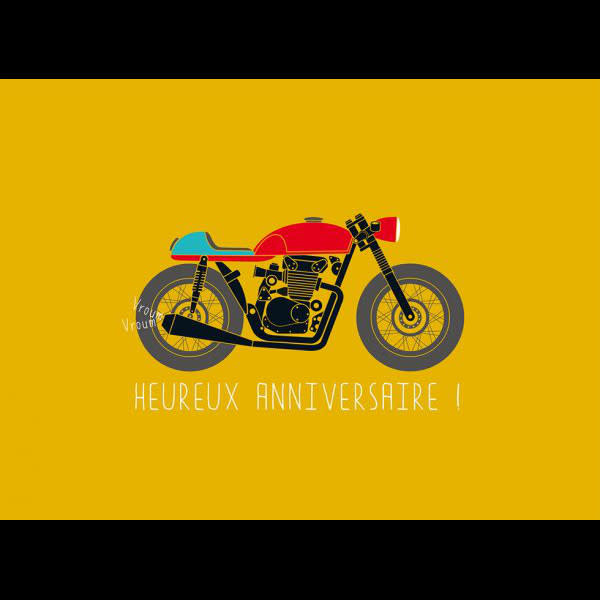 Carte De Souhait  Heureux Anniversaire Moto