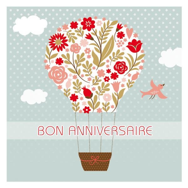 Carte De Souhait Bon Anniversaire Mongolfiere Boutique Amandine