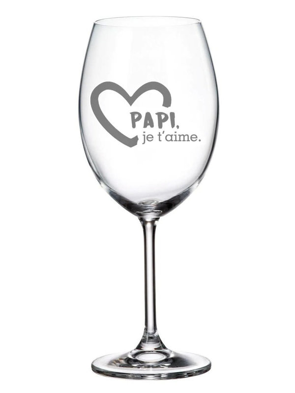 Maison du bar Verre à vin gravé "Papi je t'aime"