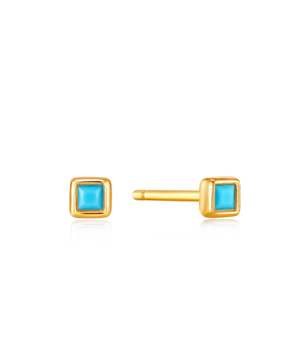Boucles d'oreille Ania Haie Turquoise Square Stud Gold