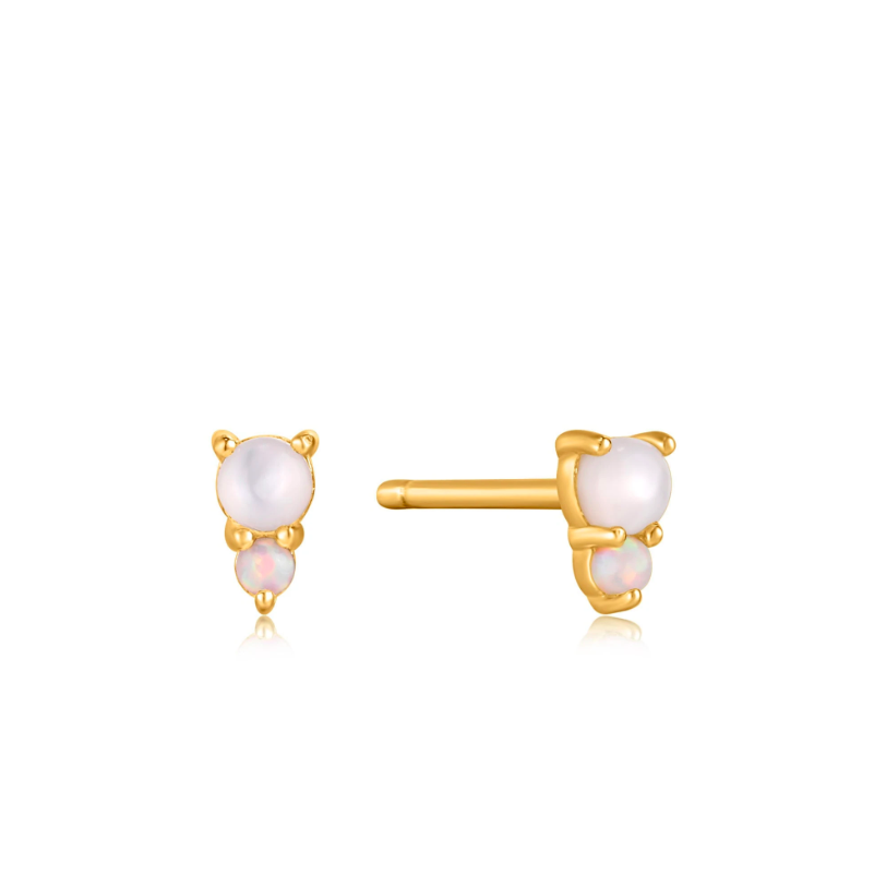 Boucles d'oreilles Ania Haie Mother of Pearl and Opal Stud Gold