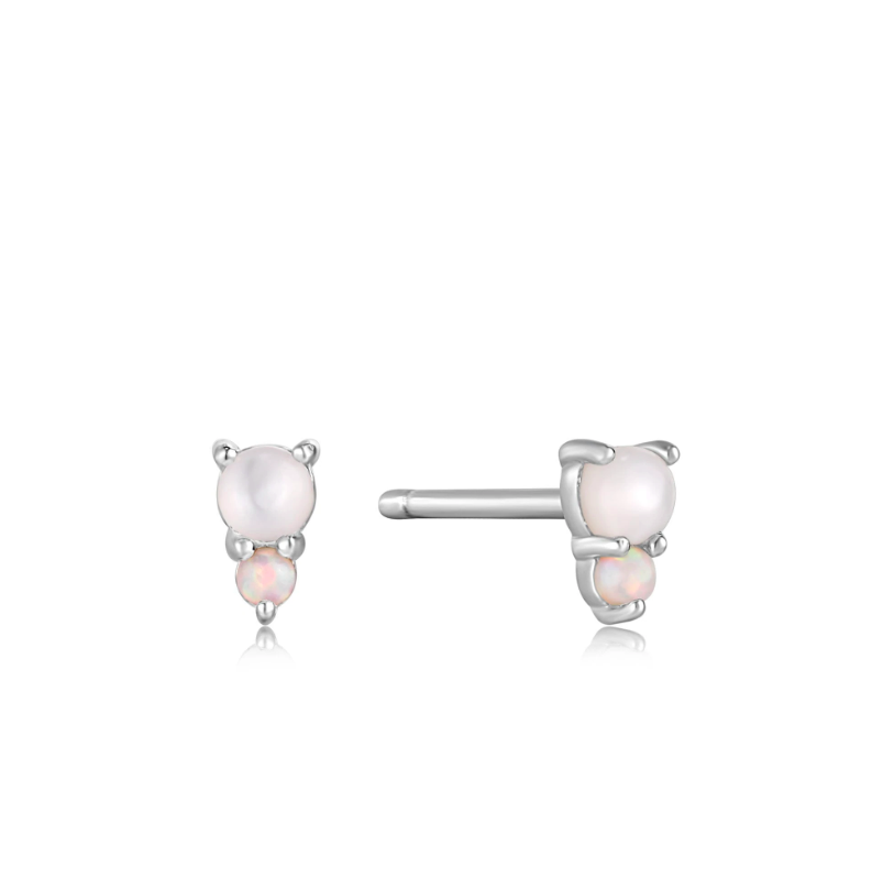 Boucles d'oreilles Ania Haie Mother of Pearl and Opal Stud Silver