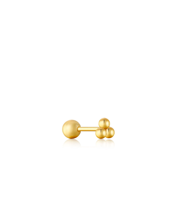 Boucle d'oreille individuelle Ania Haie Triple Ball Barbell Gold