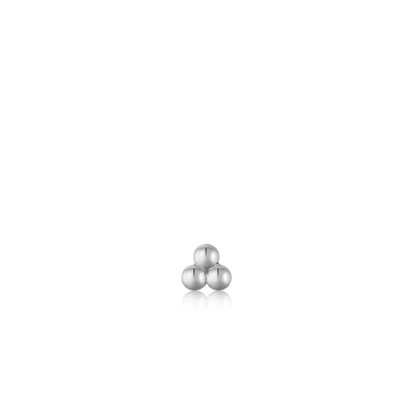 Boucle d'oreille individuelle Ania Haie Triple Ball Barbell Silver