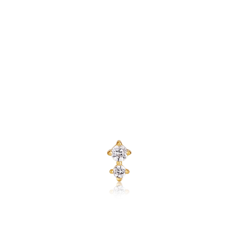 Boucle d'oreille individuelle Ania Haie Double Sparkle Barbell Gold