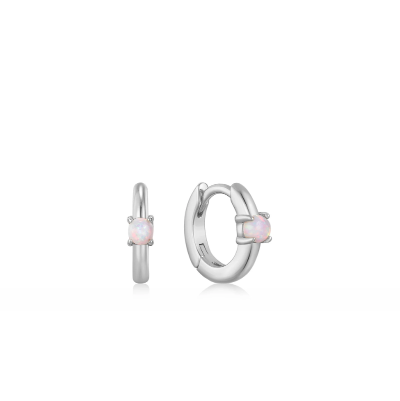 Boucles d'oreille Ania Haie Opal Cabochon Huggie Hoop Silver E035-15H