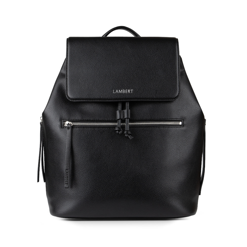 RILEY - Sac à dos Lambert en cuir vegan Noir Pebble