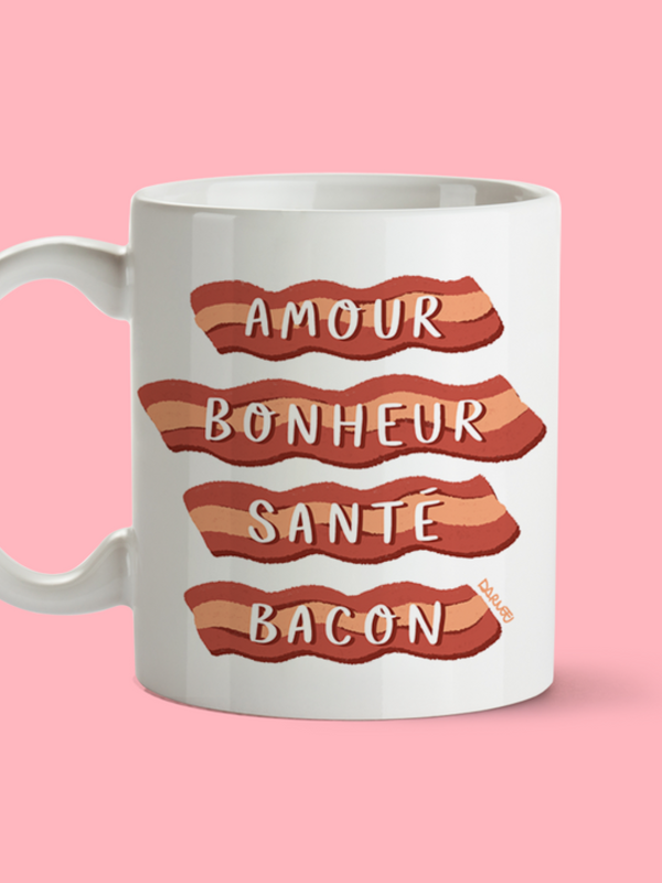 Oui Manon Tasse Amour, bonheur, santé & bacon