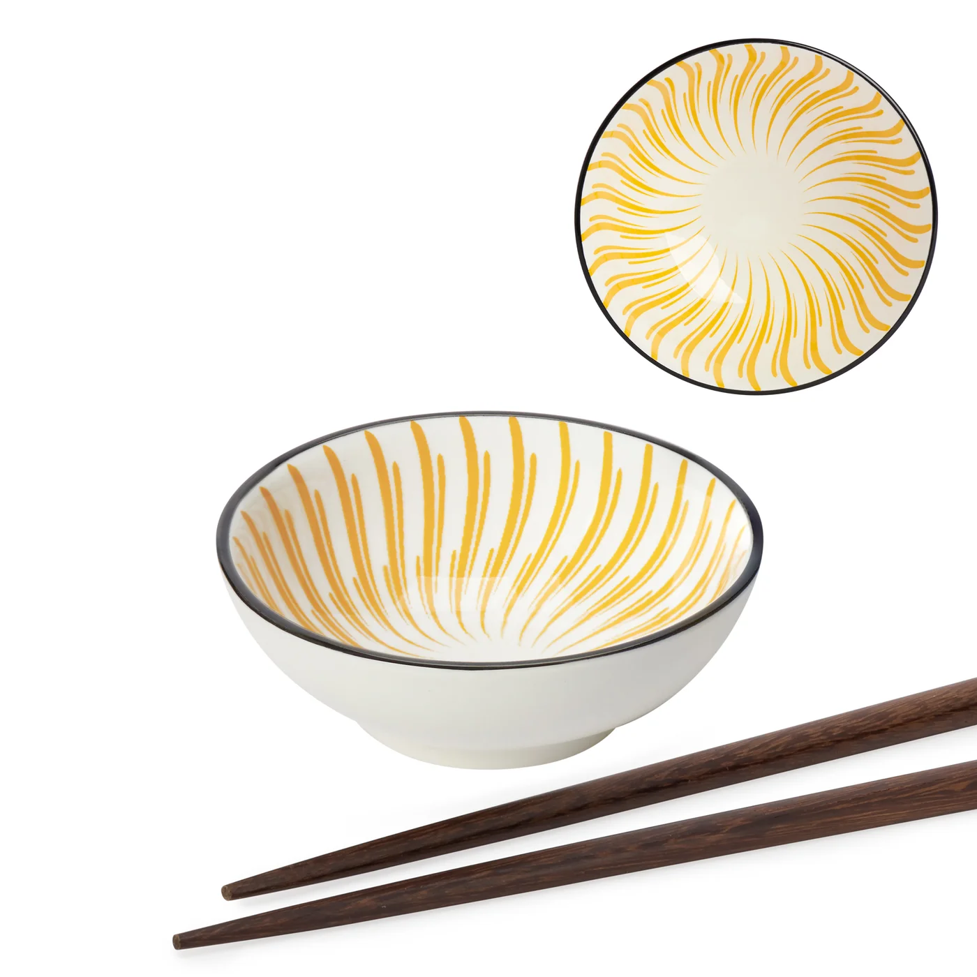 Bol en porcelaine Kiri 3 Yellow Sunburst