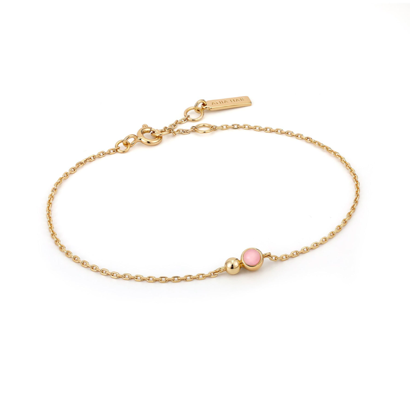 Bracelet Ania Haie Gold   Orb Rose Quartz  Chain   B045-01G-RQ