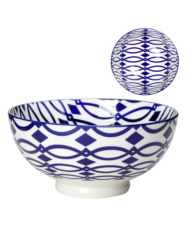 Kiri Porcelain 56 oz 8"  Blue Lattice