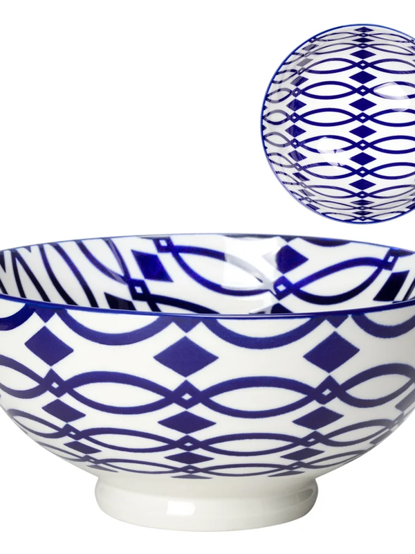 Torre & Tagus Kiri Porcelain 56 oz 8"  Blue Lattice
