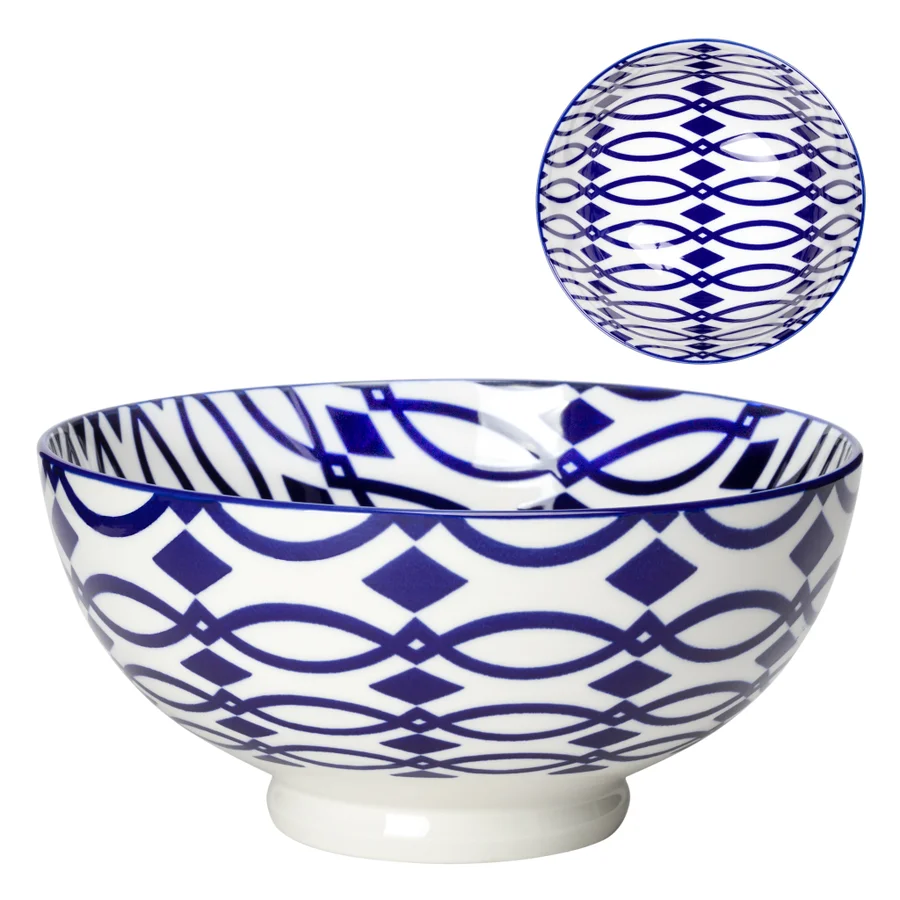 Kiri Porcelain 56 oz 8"  Blue Lattice