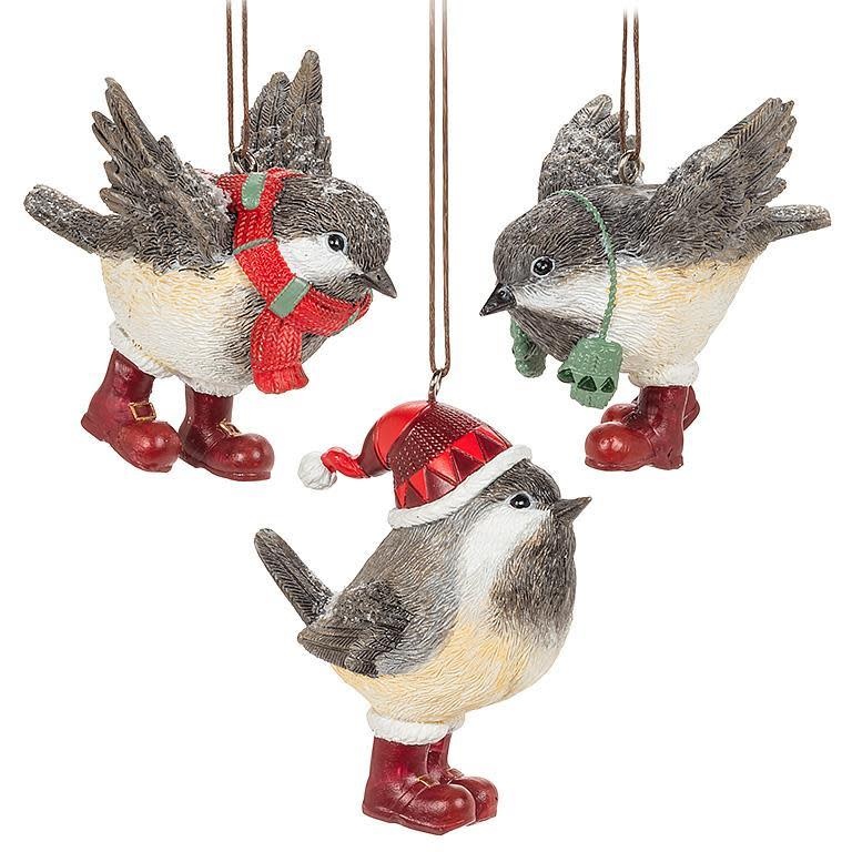 Ornement de Noël oiseaux avec tuques/ winter chickadee