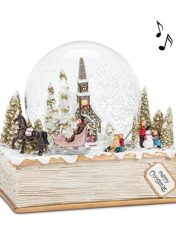 Abbott Large village snow globe music/ boule à neige large musicale