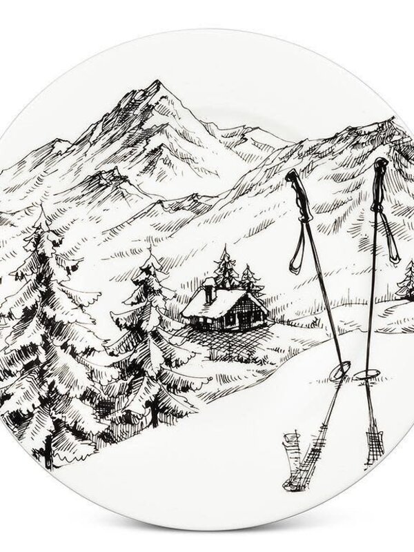Abbott Small plate ski scenery sketch/ petite assiette ski