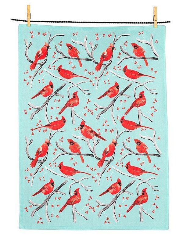 Abbott Cardinal print tea towel/ linge cardinal