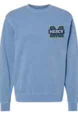 Independent Pigment Dyed Light Blue Crewneck Embroidered Power M