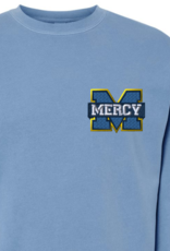 Independent Pigment Dyed Light Blue Crewneck Embroidered Power M