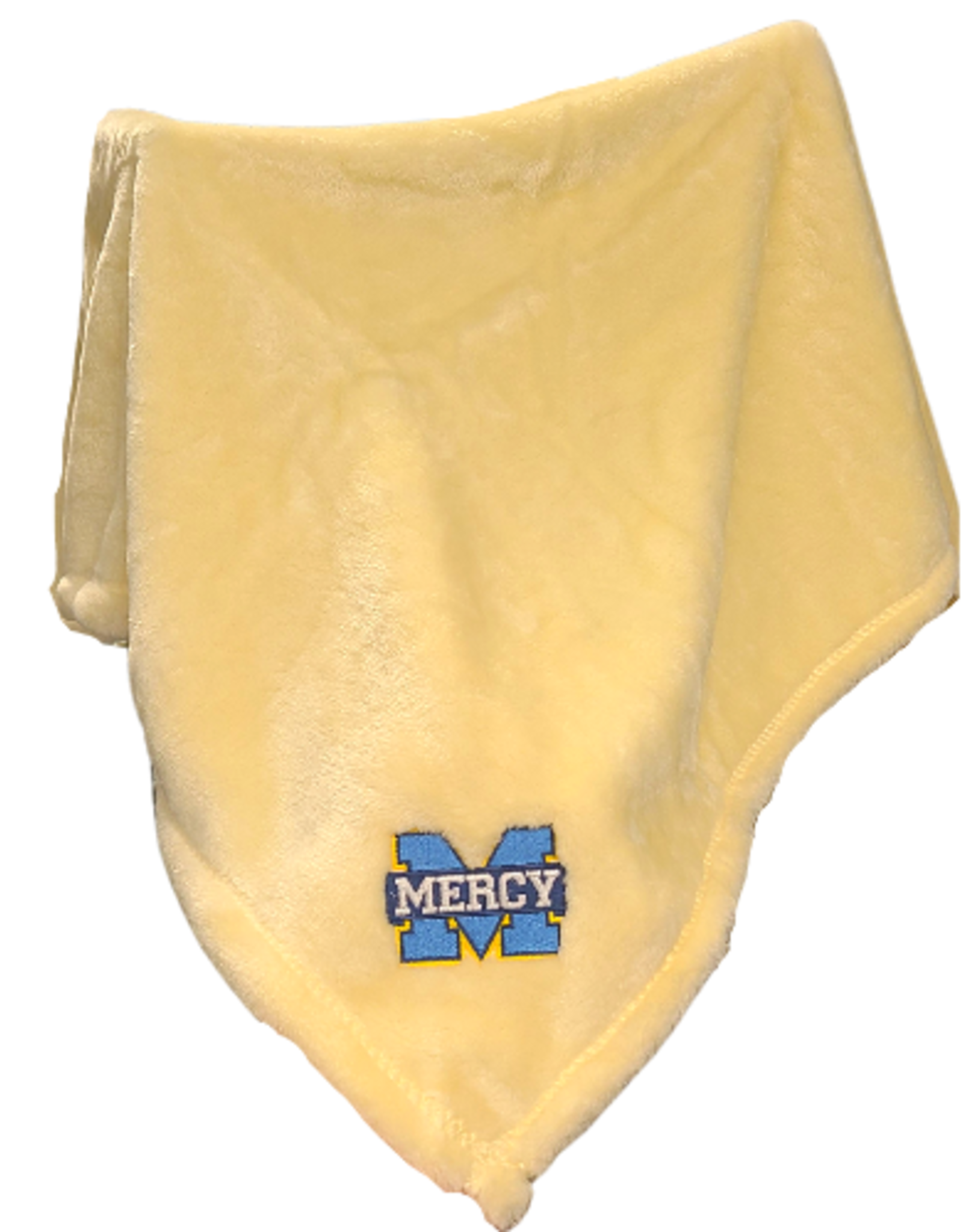 Yellow Fleece Baby Blanket Embroidered Power M