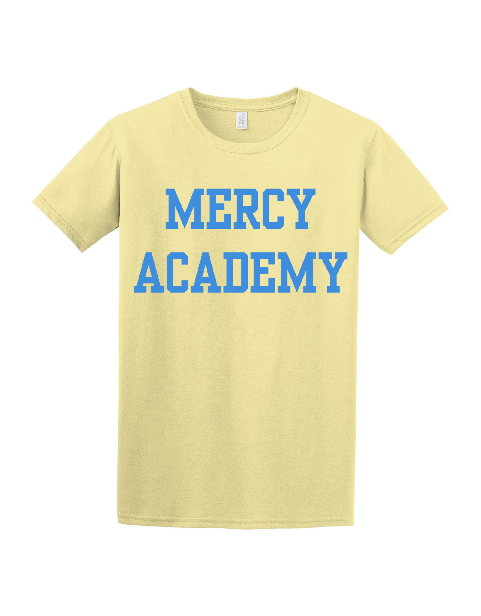 Gildan Yellow "MERCY ACADEMY" in Blue Writing