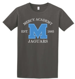Gildan *Charcoal "Mercy Academy Jaguars" est 1885 Blue Power M