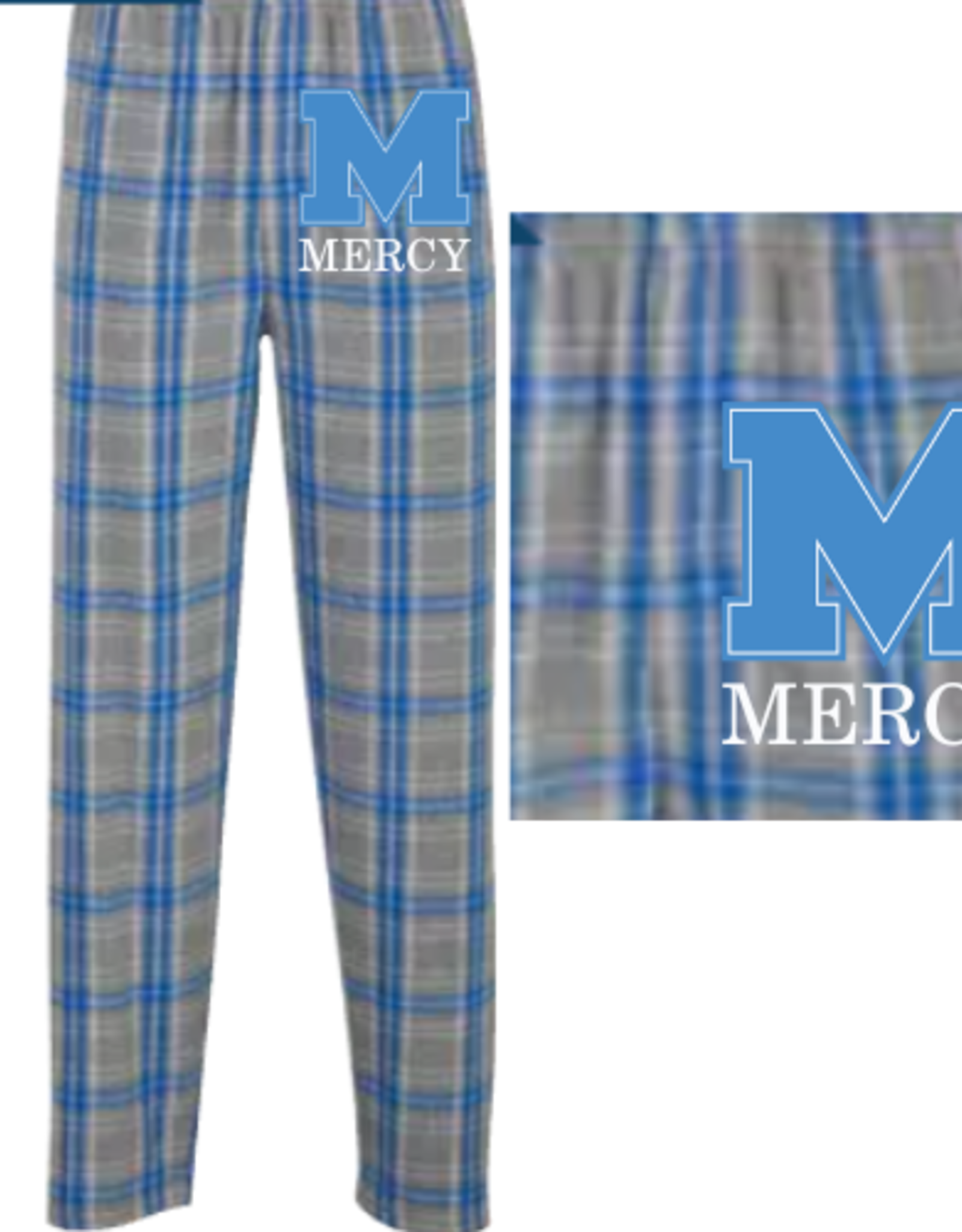 boxercraft Gray/Blue Plaid PJ Pants Blue Power M - Mercy Academy