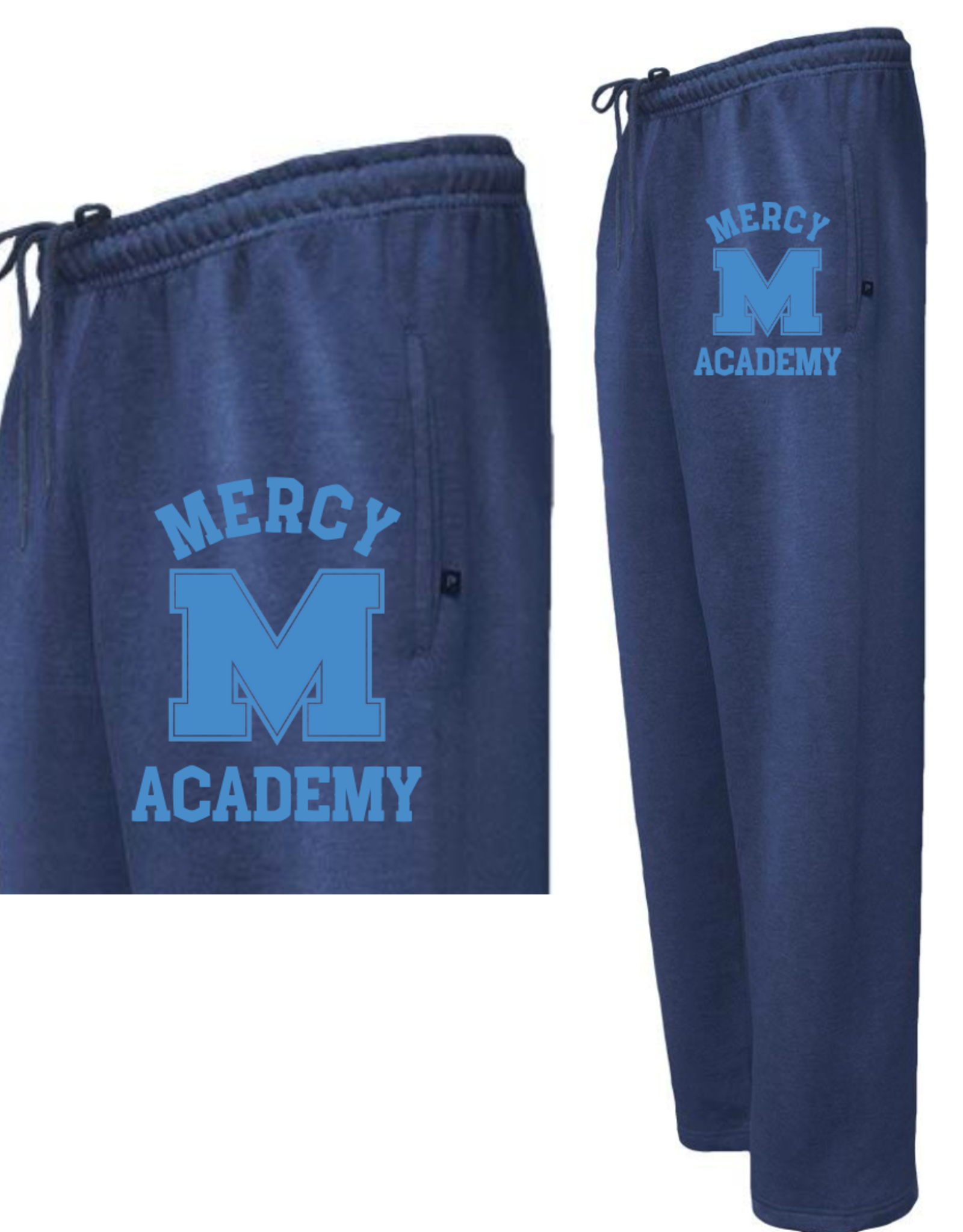 Pennant ~Navy WIDE LEG Sweats "MERCY M ACADEMY" in blue