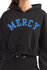 Tri-Dri Black Cropped Hoodie "MERCY" in Blue