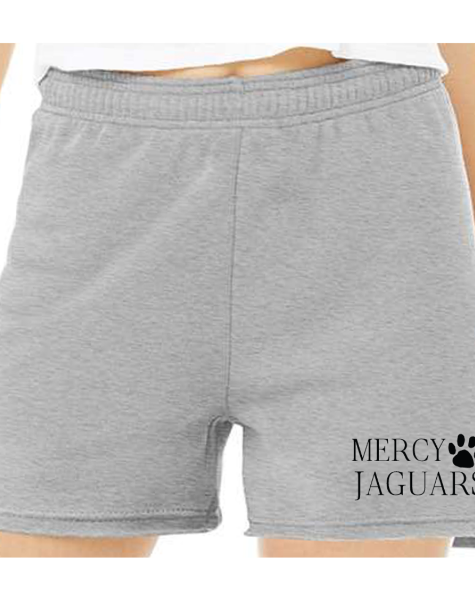 BELLA + CANVAS Gray Raw Edge Sweat Shorts "MERCY JAGUARS"