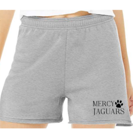 BELLA + CANVAS Grey Raw Edge Sweat Shorts "MERCY JAGUARS"