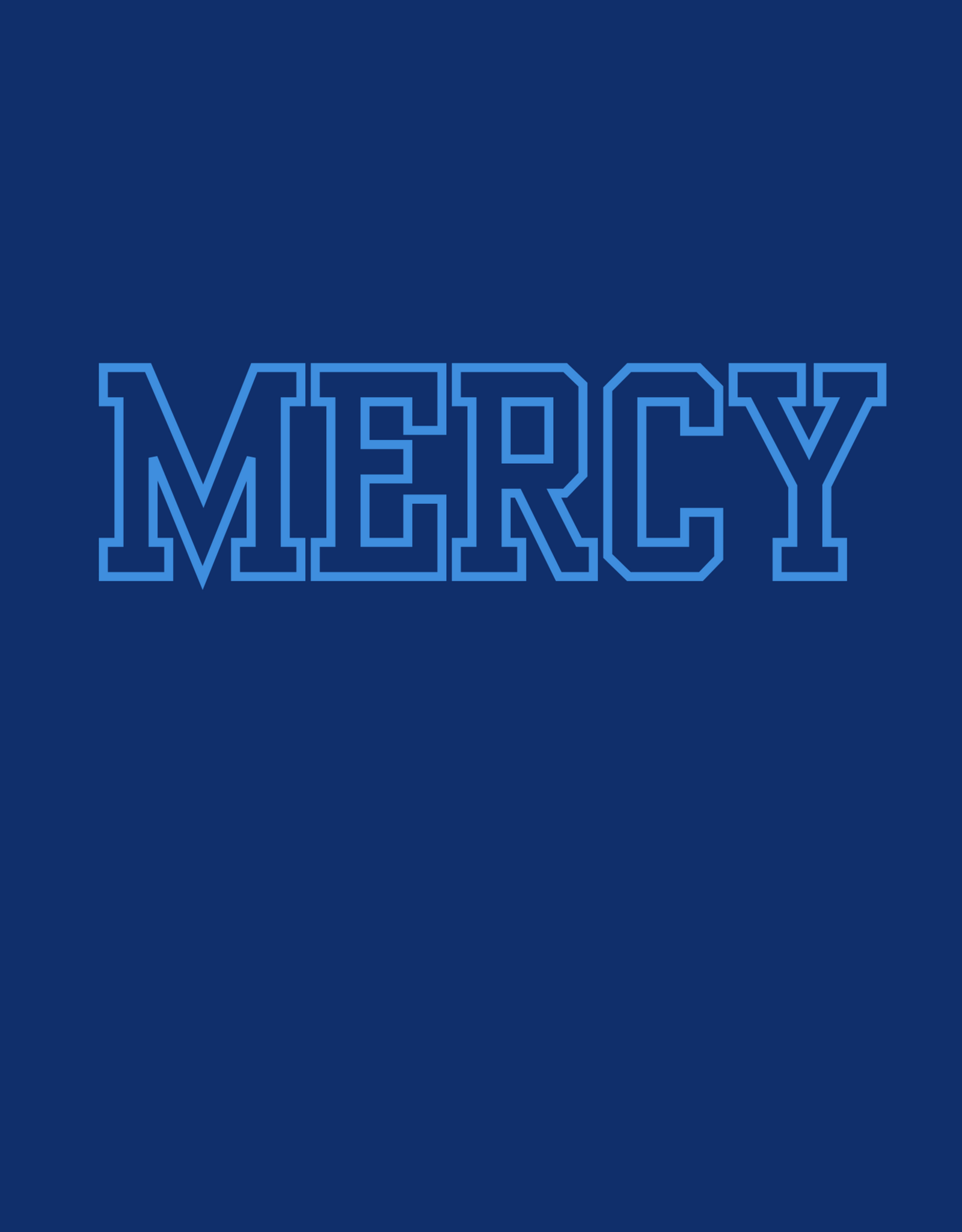 Gildan NAVY Hoodie "MERCY" Light Blue Embroidery