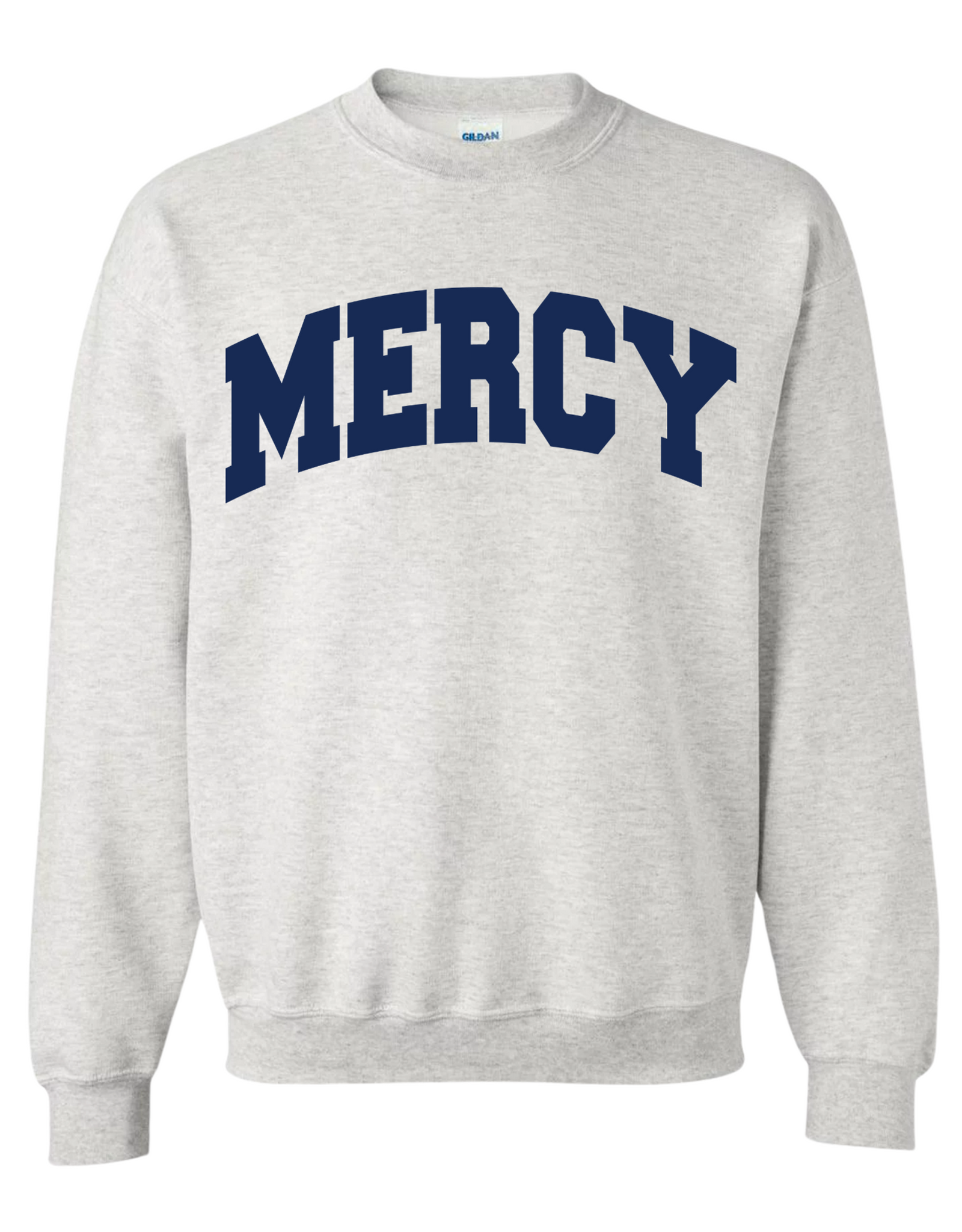 Gildan "OPEN HOUSE" Crewneck Gray with MERCY in Navy