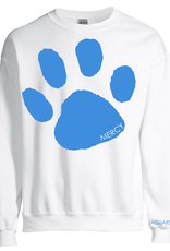 Gildan White Crewneck Blue Paw Print "Jaguars" on sleeve