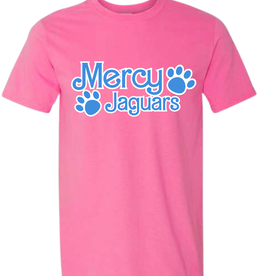 Gildan Pink "Mercy Jaguars" Shirt in "Barbie" font