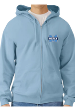 Gildan STONE BLUE Embroidered Power M Full Zip Hoodie