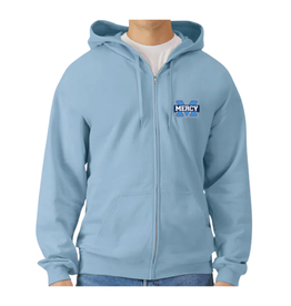 Gildan STONE BLUE Embroidered Power M Full Zip Hoodie