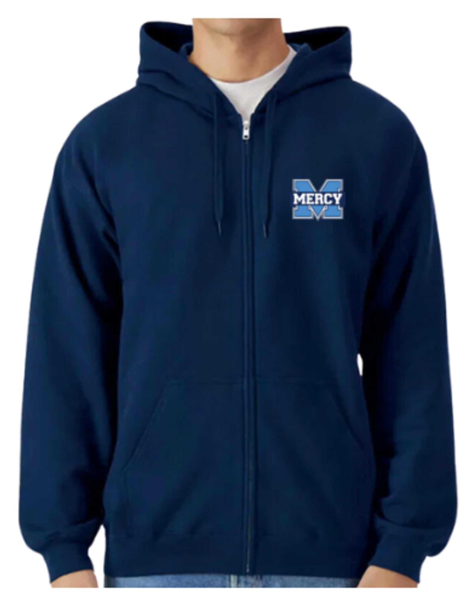 Gildan NAVY EMBROIDERED POWER M FULL ZIP HOODIE