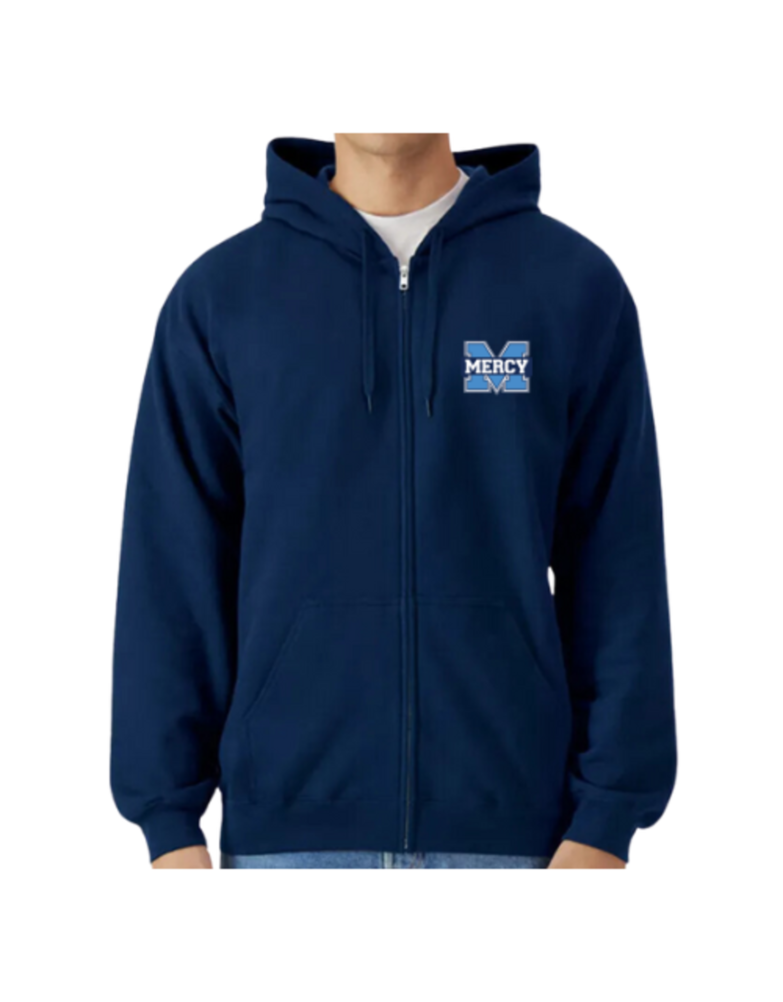 Gildan NAVY EMBROIDERED POWER M FULL ZIP HOODIE