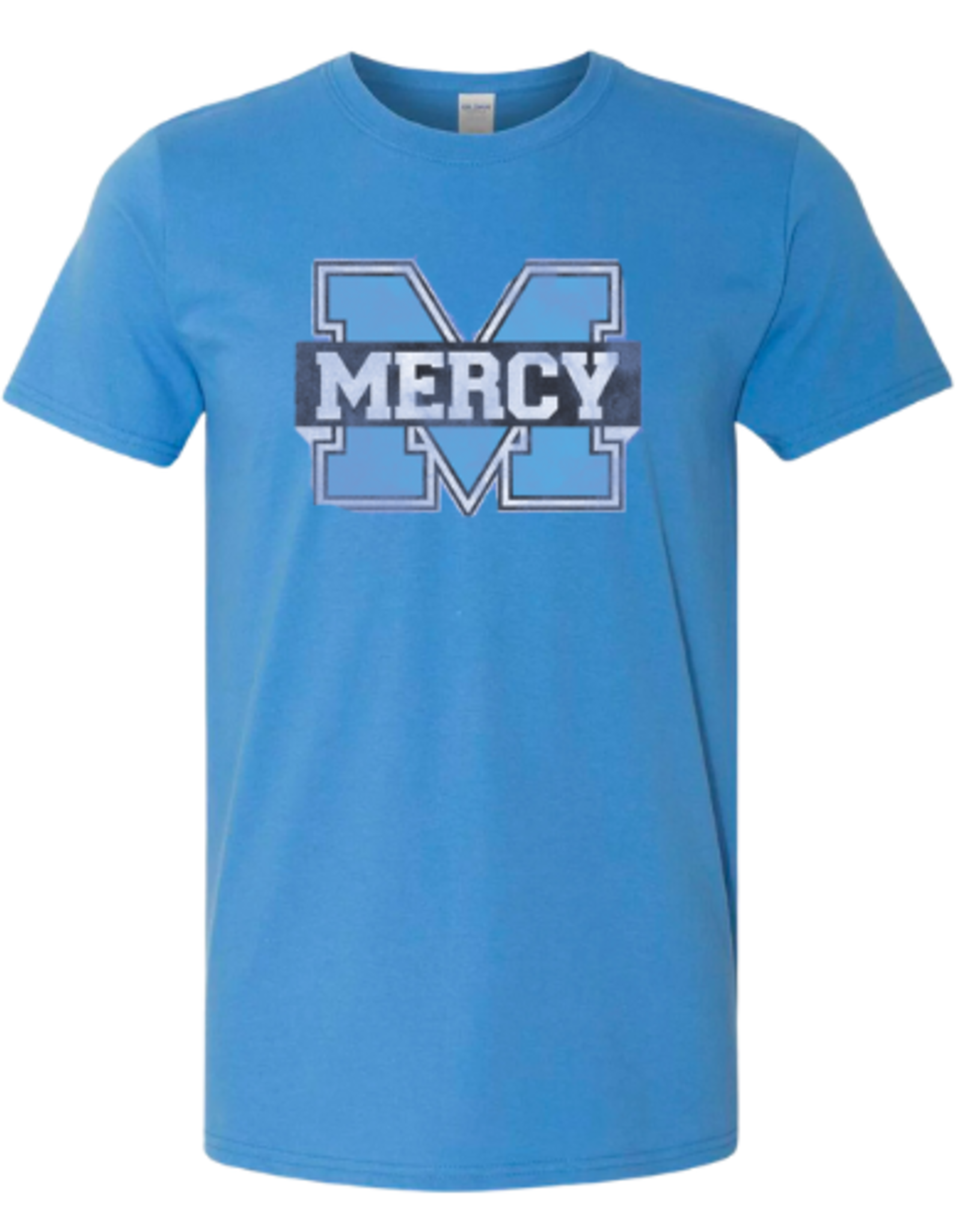 Gilden Softstyle Blue Distressed Power M Tshirt