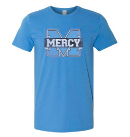 Gilden Softstyle Blue Distressed Power M Tee