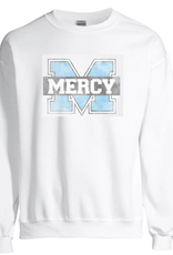 JERZEES White Distressed Power M Crewneck