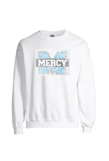 JERZEES White Distressed Power M Crewneck