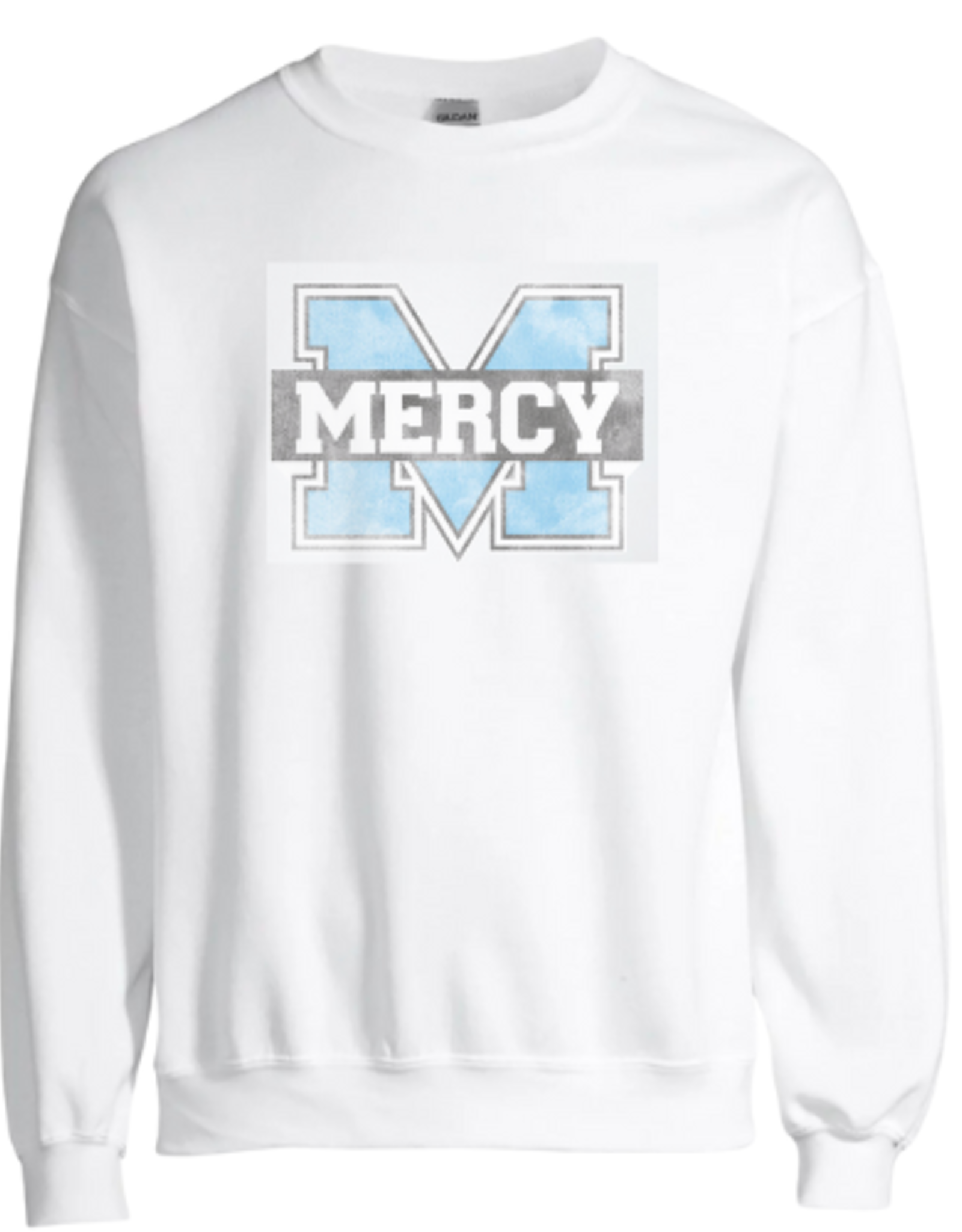 JERZEES White Distressed Power M Crewneck