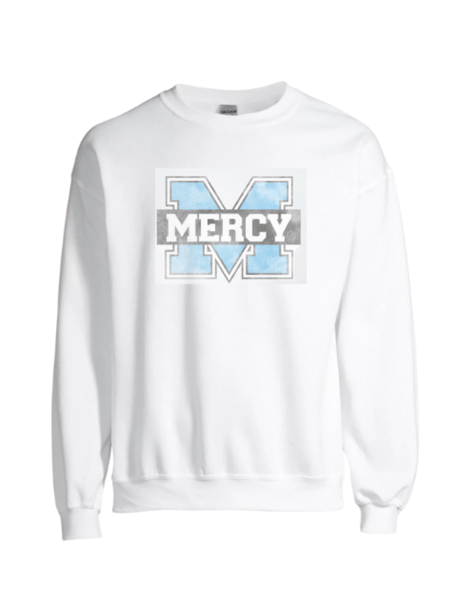 JERZEES White Distressed Power M Crewneck