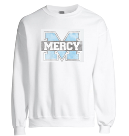 JERZEES White Distressed Power M Crewneck