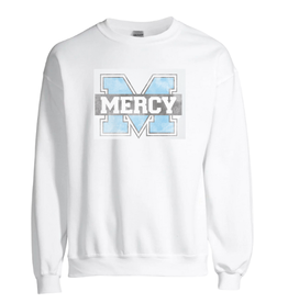JERZEES White Distressed Power M Crewneck