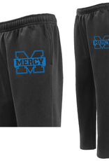 Pennant Black Open Leg Sweatpants with Blue Power M outline